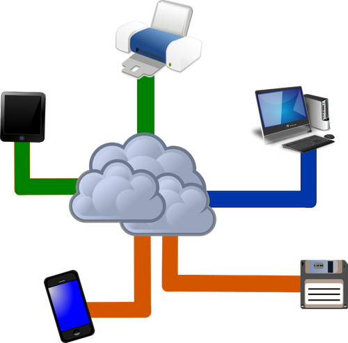 Ilustração em vetor diagrama de computação em nuvem