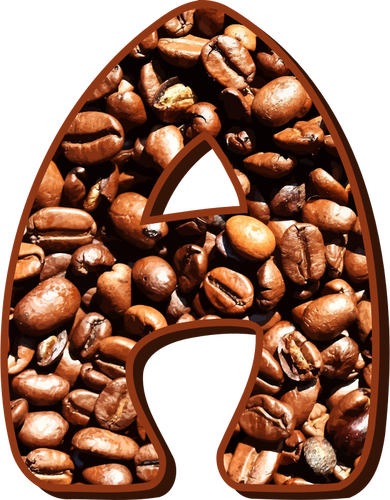 Grains de café dans la lettre A