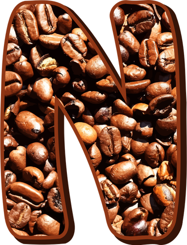 Kávová zrna typografie N