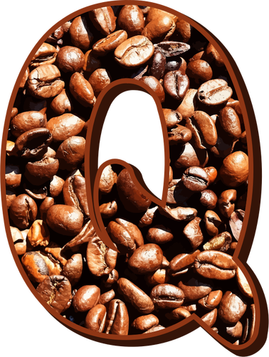 Huruf Q dengan biji kopi
