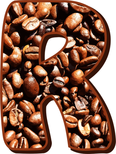 Litera R din boabe de cafea