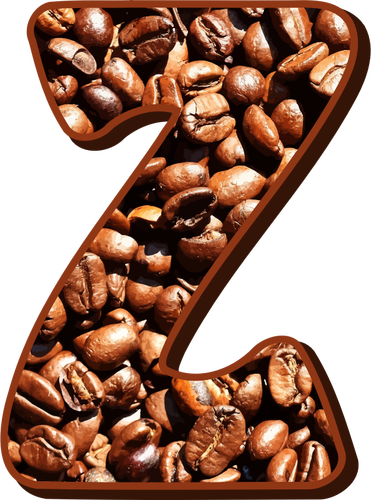 Huruf Z dengan biji kopi
