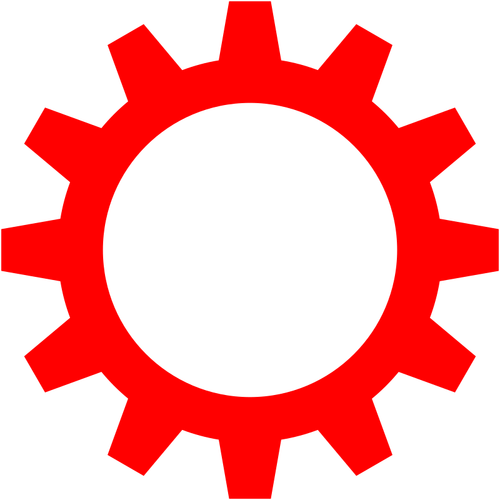Punainen cogwheel-symboli