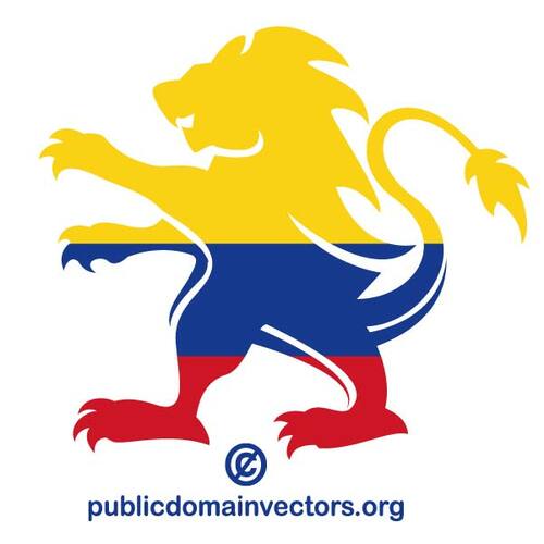 哥伦比亚国旗在狮子形状