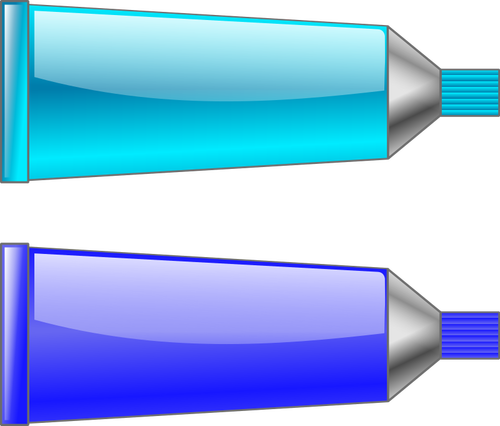 Imagine vectorială de tuburi de culoare albastră şi cyan