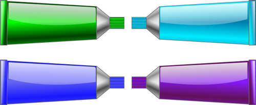 Image de tubes de couleur vert, bleu, pourpre et cyan