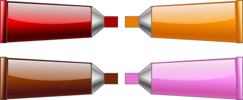 Tegning av rødt, oransje, brune og rosa fargen rør
