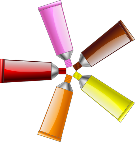 Ilustração de tubos cores vermelho, amarelo, marrom, laranja e rosa