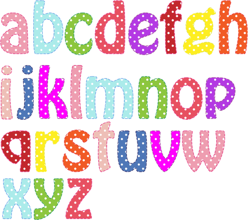 Färgglada små bokstäver alfabet
