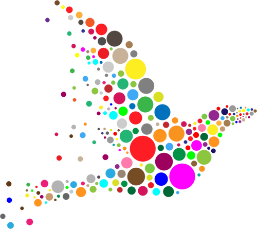 Disegno di cerchi colorati che formano una figura di uccello vettoriale