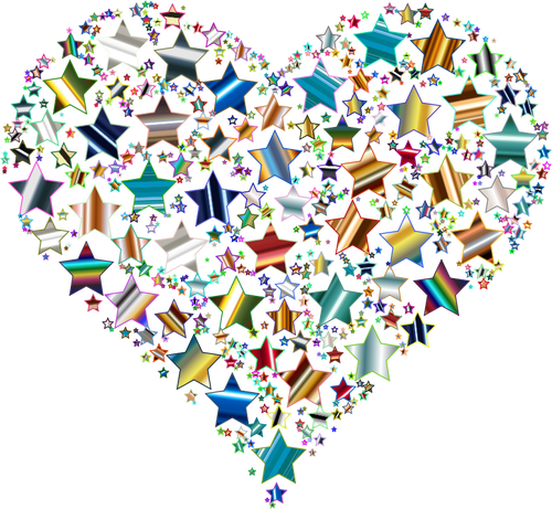 Colorful heart with stars