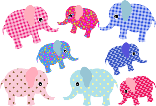 Elefantes retrô coloridos