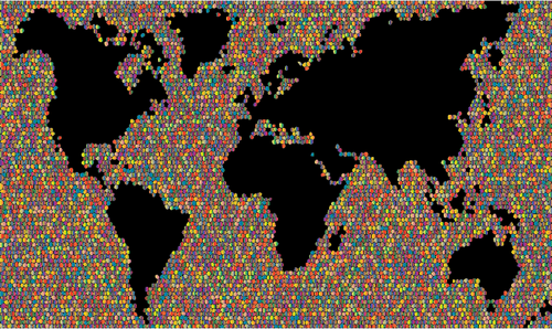 Carte du monde faite de tuiles