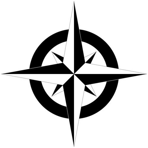 Compass rose em preto e branco