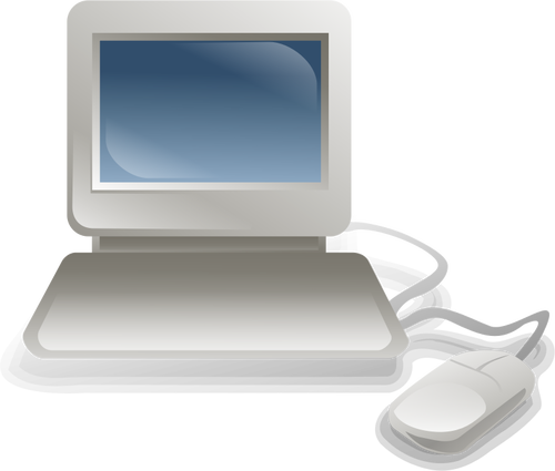 מחשב עם מקלדת ועכבר האיור וקטורית