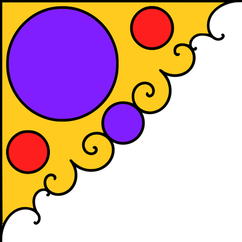 Ilustración de vector de la decoración de la esquina en amarillo, morado y rojo