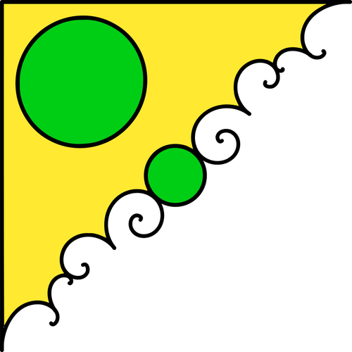 녹색과 노란색 코너 장식의 벡터 이미지