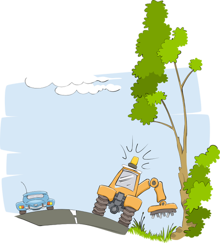 Vector clip art of road maintenance plant cutting