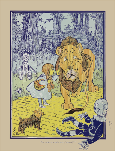 Le lion peureux Wizard of Oz affiche vector clipart