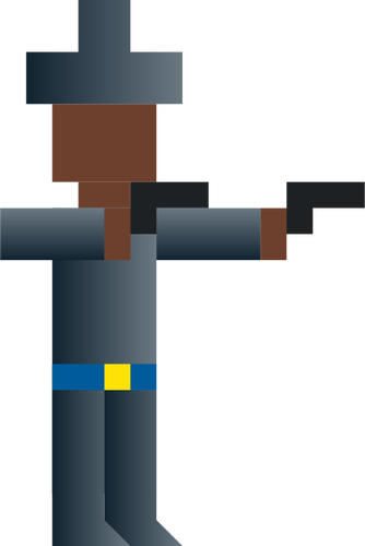 Векторное изображение ковбоя с двумя пушками пиксель арт