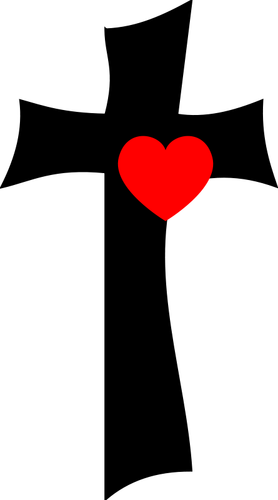 Croix avec illustration vectorielle de coeur