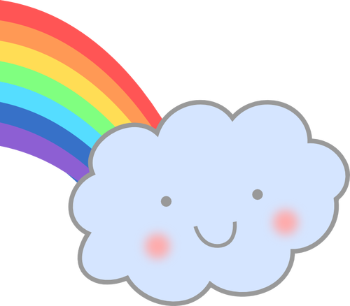 Симпатичные облако с rainbow векторное изображение