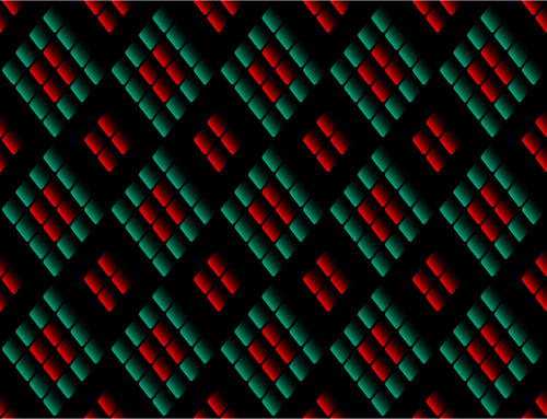 Rutemønster i grønt og rødt