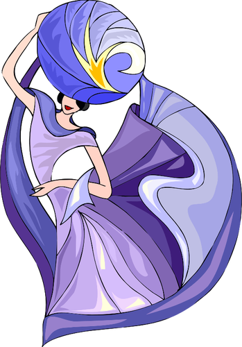 Modelo de lujo en el vestido de violeta