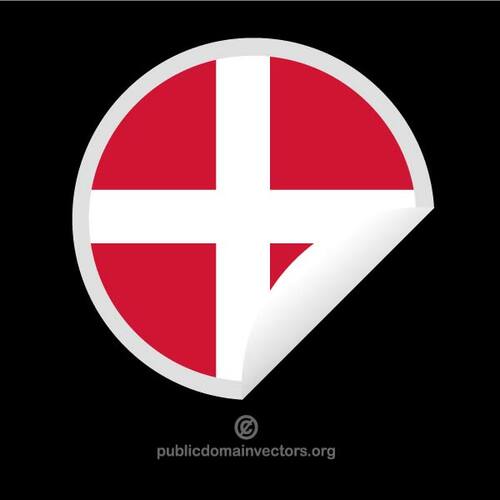Etiqueta engomada redonda con la bandera de Dinamarca
