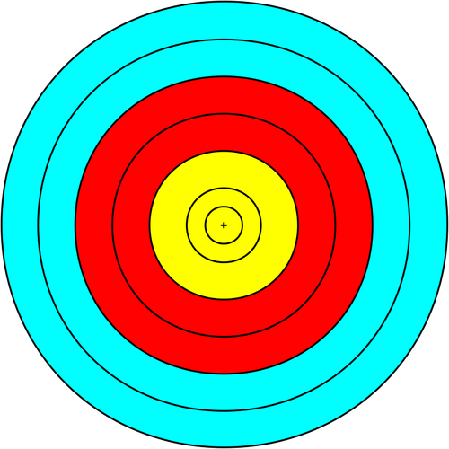 नीले, लाल और पीले लक्ष्य सर्कल के वेक्टर छवि