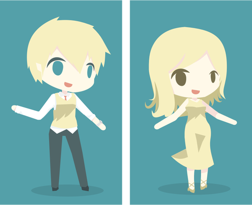 Blond dansande pojke och flicka