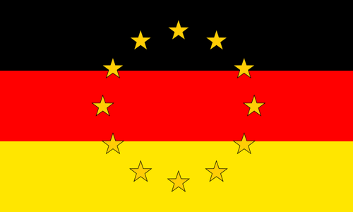 Niemiecka flaga kolory z EU ilość gwiazdek ilustracja