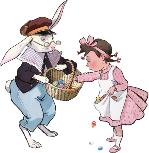 عيد الفصح الأرنب وفتاة
