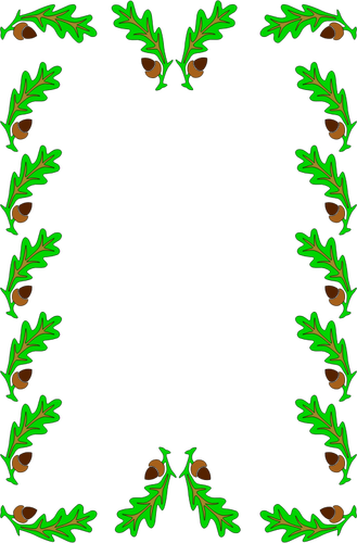 Ilustrasi vektor daun oak didekorasi bingkai