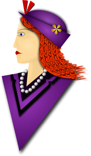 Векторная иллюстрация элегантной женщины с фиолетовый шляпа