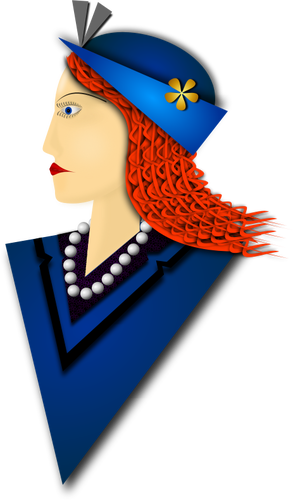 Vektorgrafik med elegant kvinna med blå hatt
