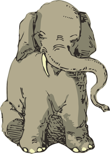 Słoń siedzący wektor szkicu