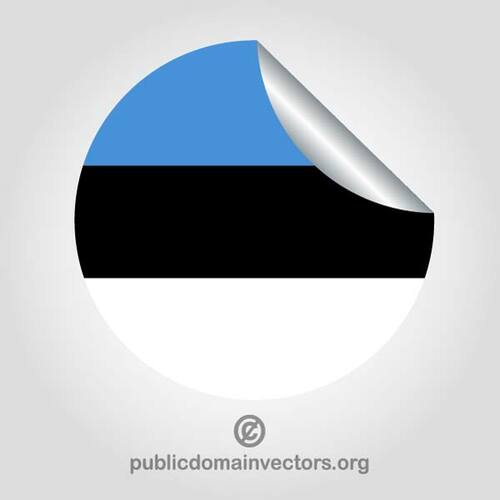 Rund klistermärke med för estnisk flagg
