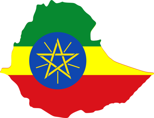 Etiopian kartta ja lippu