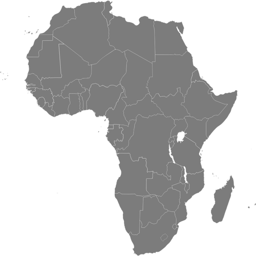 Kart over Afrika med Etiopia uthevet vektor image