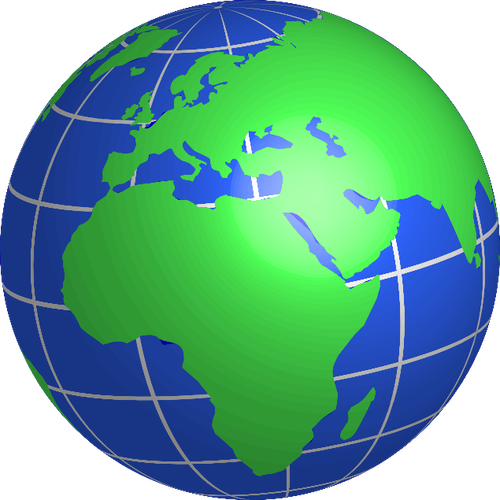 Globe čelí Evropa, Afrika a střední východ vektorové kreslení