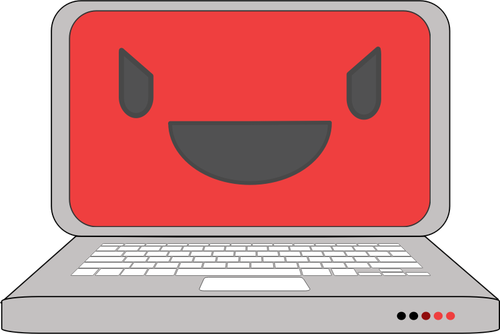 Laptop symbool met een glimlach op het scherm