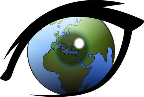 Verden globe i øyet vektorgrafikk utklipp