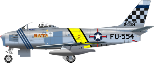 북한이 미국의 F-86 세이버 비행기 벡터 드로잉
