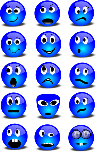Seleção de emoticons azul