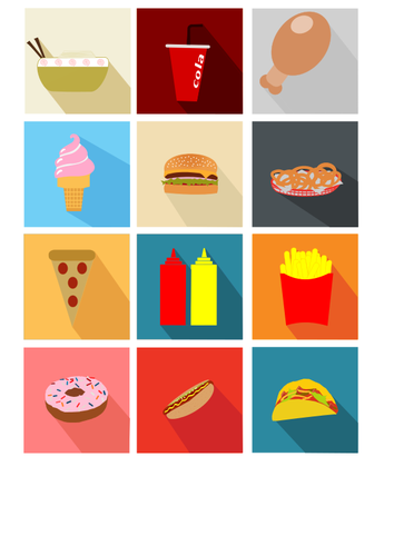 Fast-Food-Symbole-Vektor-Bild