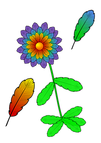 Vectorillustratie van bloem gemaakt van veren