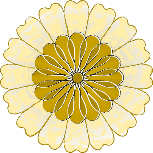 Vektor menggambar bunga kuning dan emas yang bulat