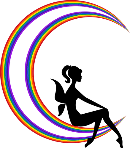 Fada na lua do arco-íris
