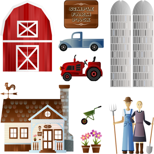 Векторное изображение фермы мультфильм пакета